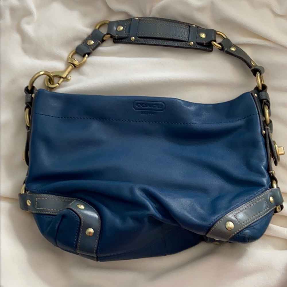 Coach blue leather purse handbag